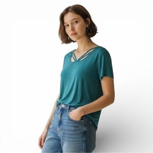 Cupio Short Sleeve Teal Top NWT